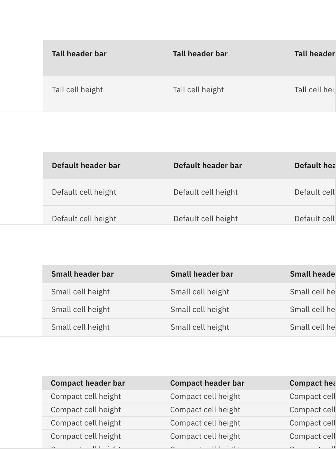 data table size data table size